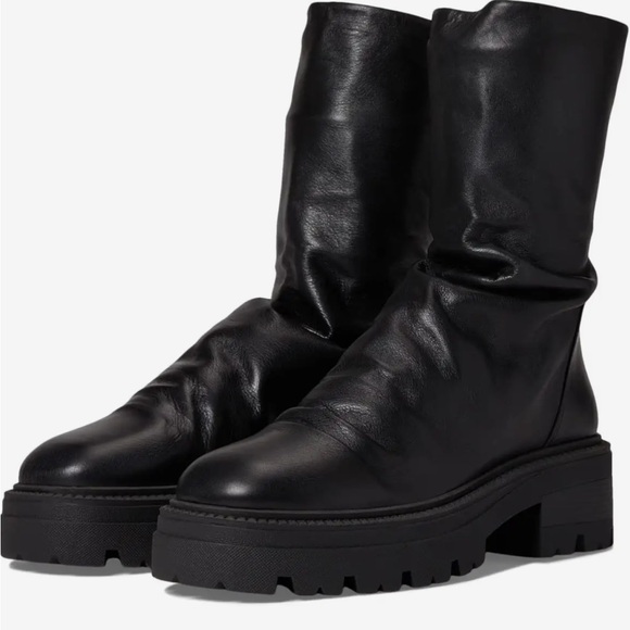 Free People Shoes - Free People Emma Ruched Boots Black SZ 38.5 NEW